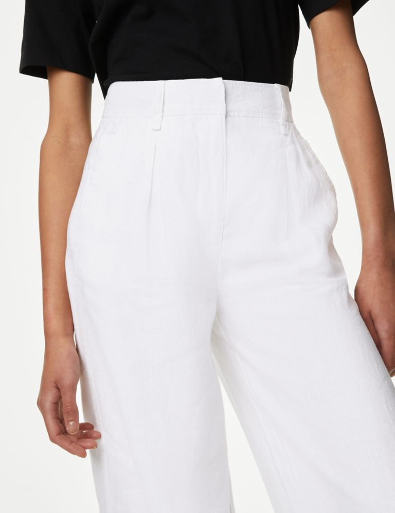 Pure Linen Wide Leg Trousers 4 of 5
