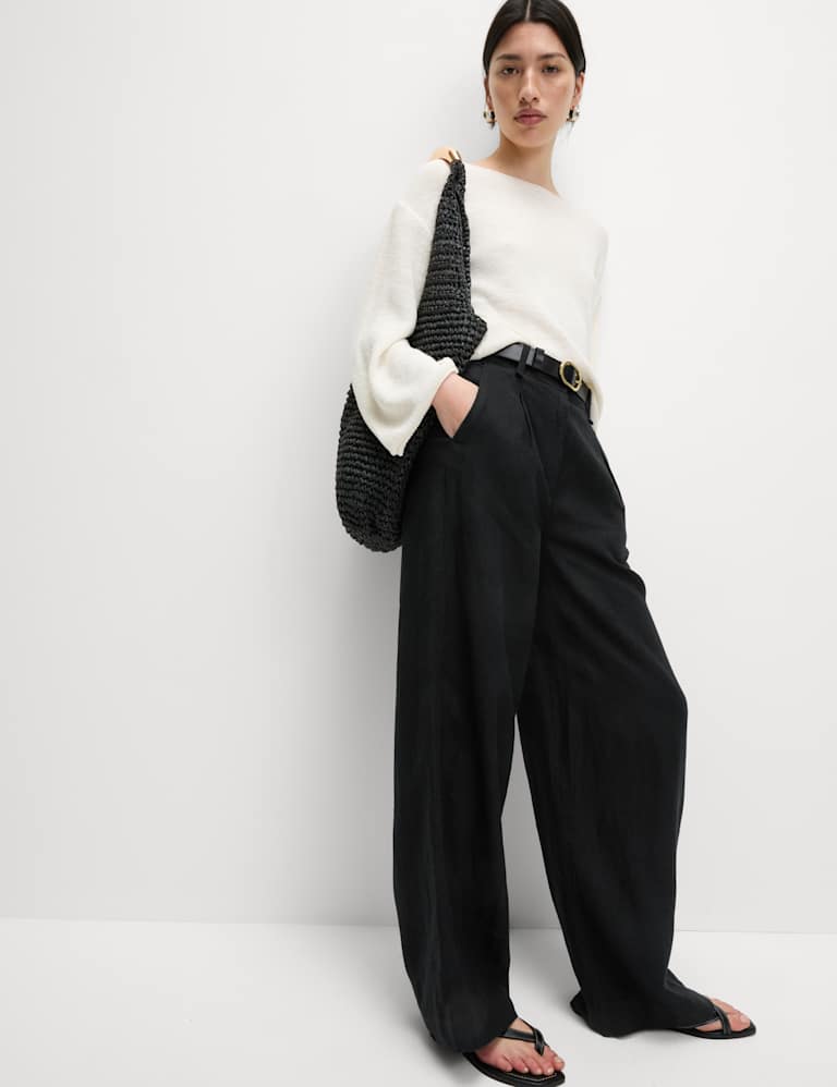 Pure Linen Wide Leg Trousers 1 of 6