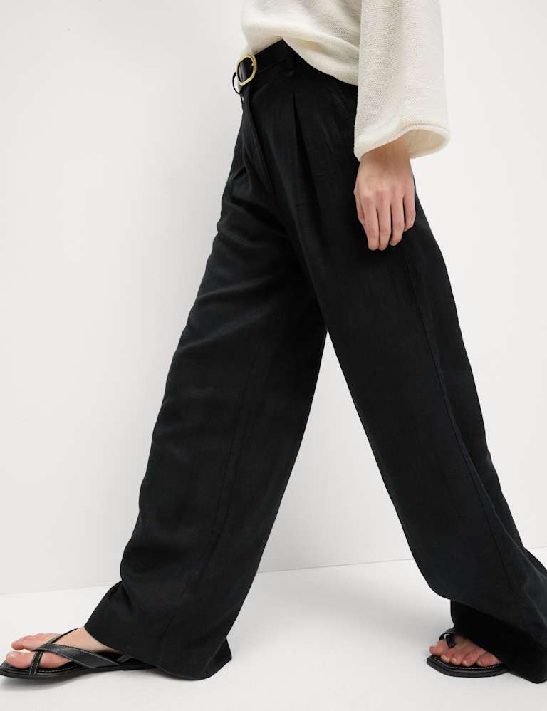 Cotton Rich Relaxed Straight Trousers, M&S Collection