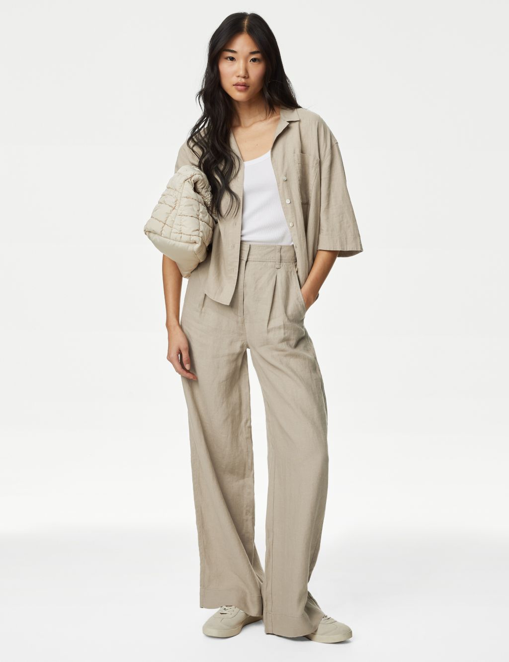 Pure Linen Wide Leg Trousers 3 of 5