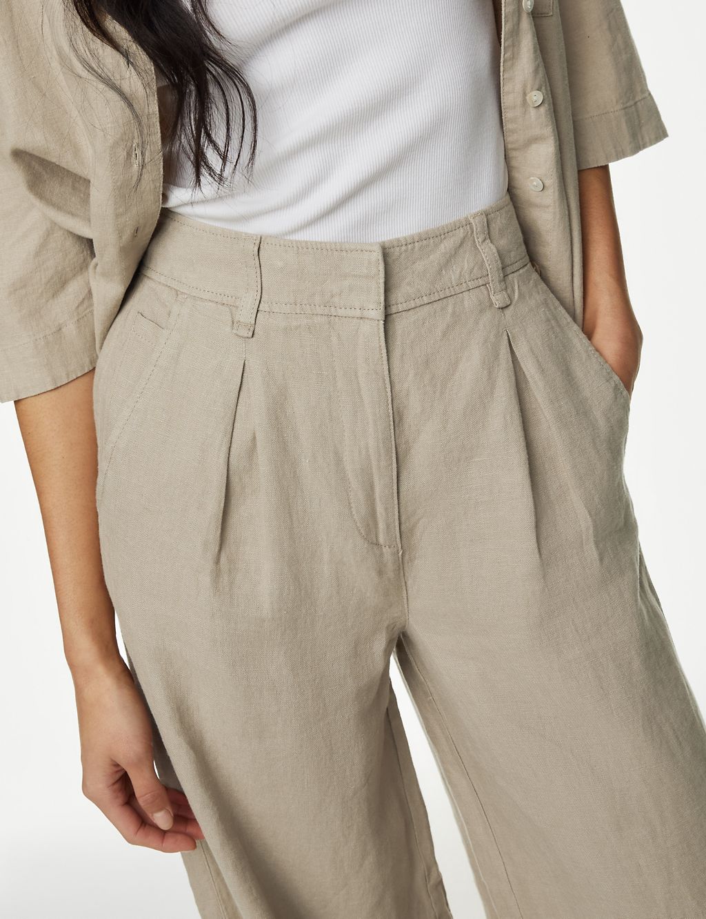 Pure Linen Wide Leg Trousers 4 of 5