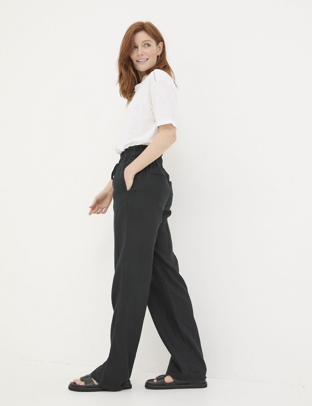 Pure Linen Wide Leg Trousers 5 of 6