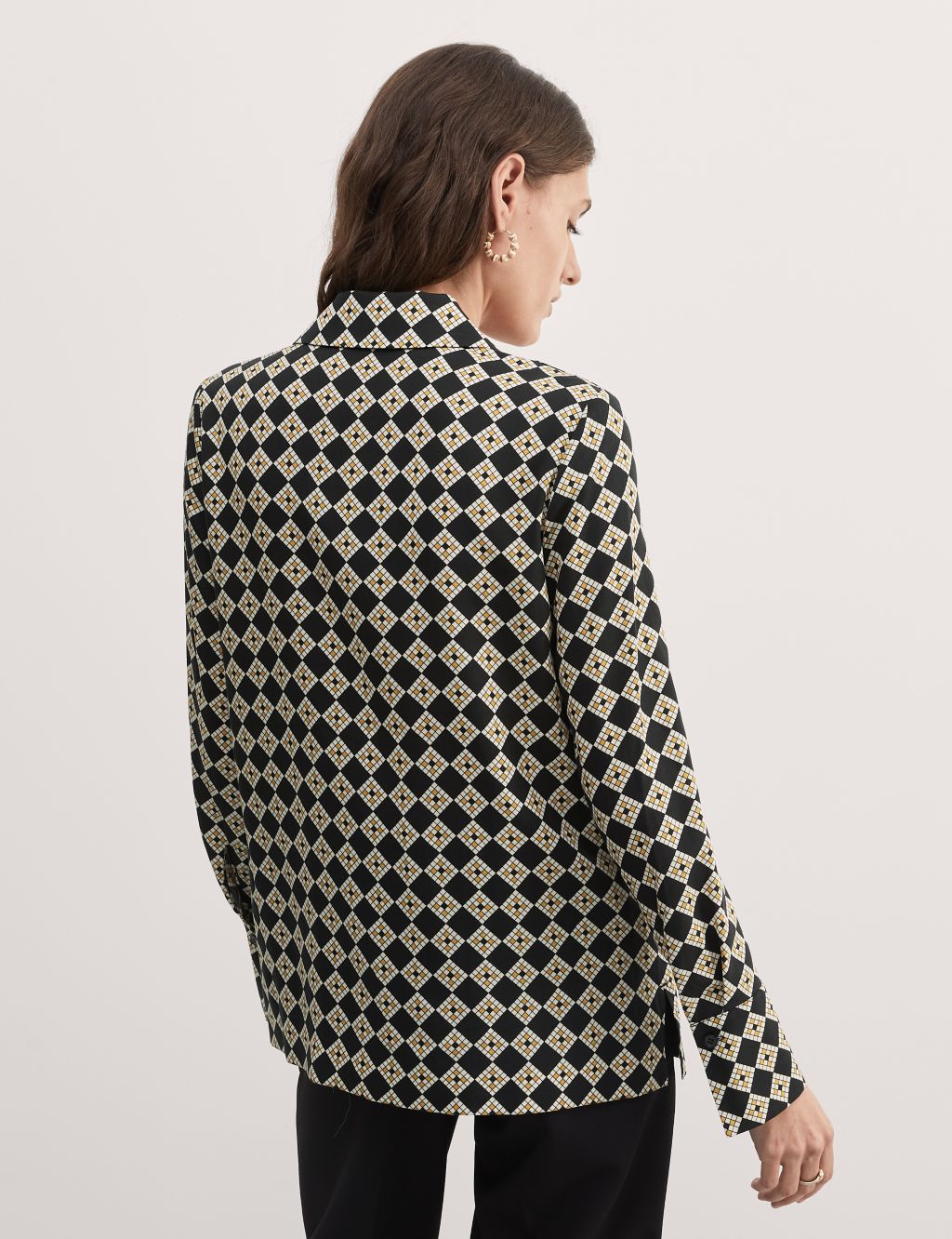 Pure Lyocell™ Geometric Collared Blouse | JAEGER | M&S