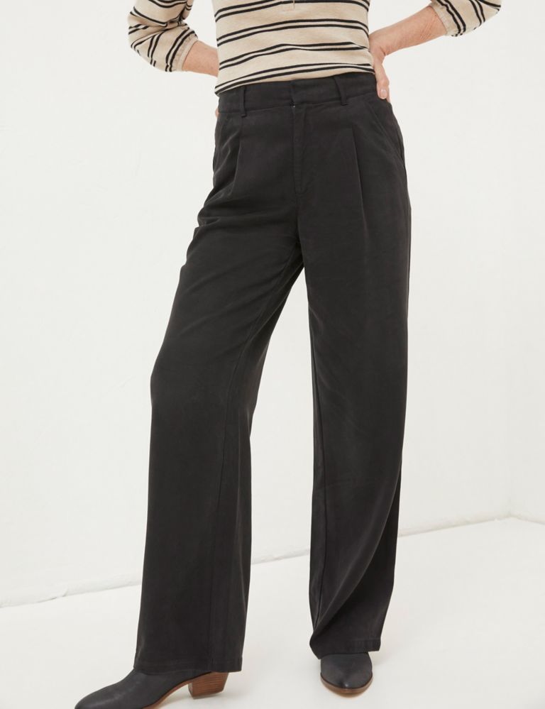 Pure Lyocell™ Pleat Front Wide Leg Trousers | FatFace | M&S