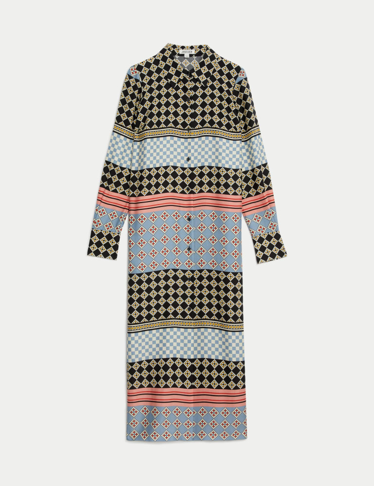 Pure Lyocell Printed Maxi Shirt Dress JAEGER M S