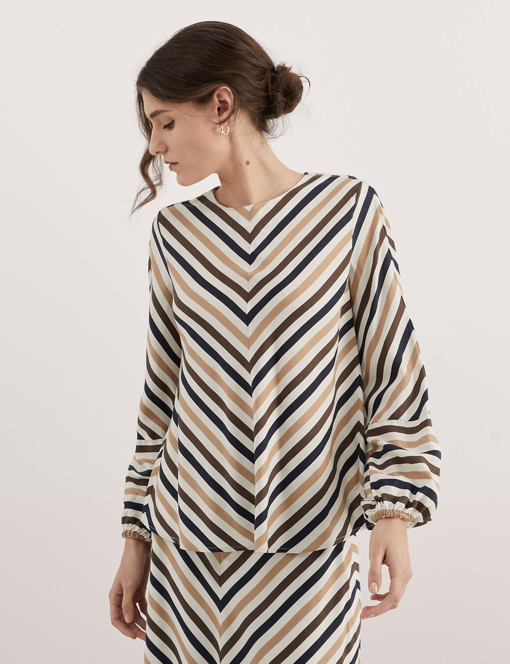 Pure Lyocell™ Striped Crew Neck Blouse 3 of 8