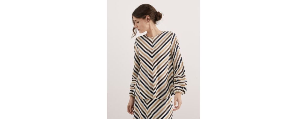 Pure Lyocell™ Striped Crew Neck Blouse 3 of 8
