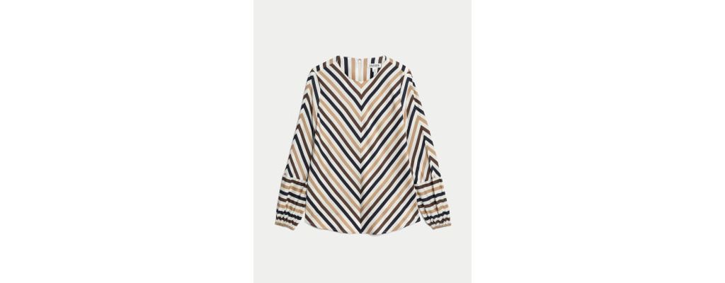 Pure Lyocell™ Striped Crew Neck Blouse 1 of 8