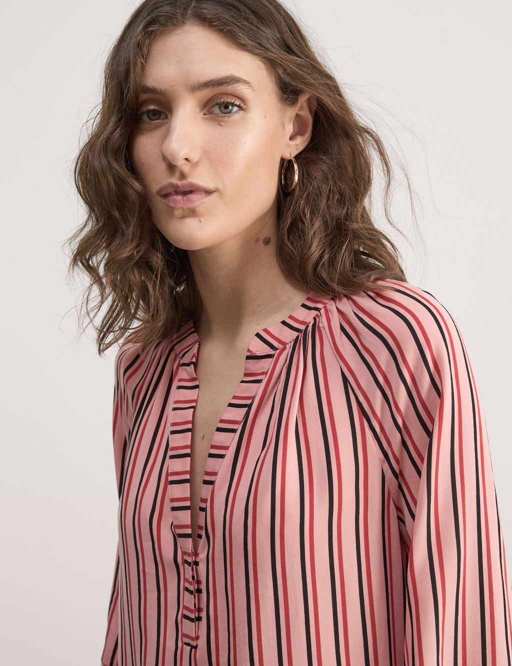 Pure Lyocell™ Striped V-Neck Blouse | JAEGER | M&S