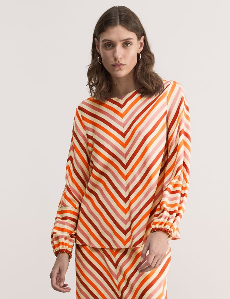 Pure Lyocell Striped Crew Neck Top 3 of 8