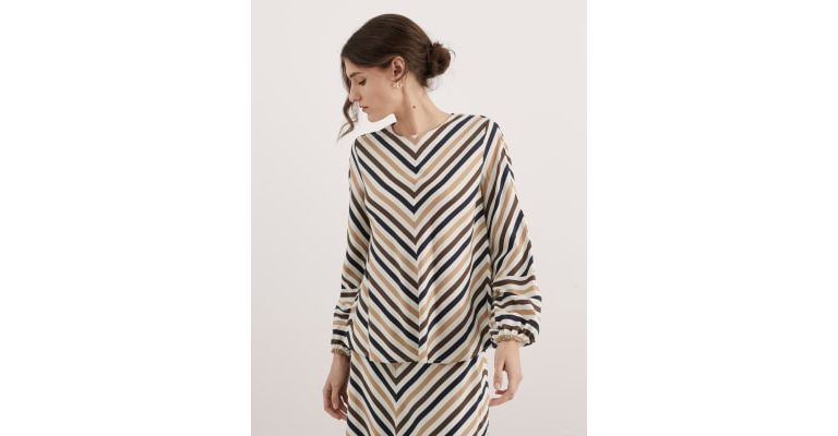 Pure Lyocell Striped Crew Neck Top 1 of 8