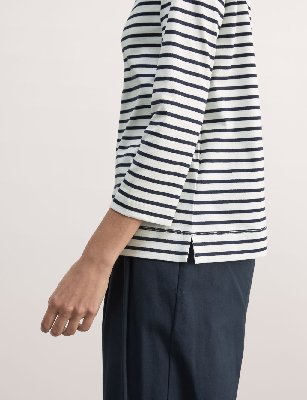 Pure Mercerised Cotton Striped Boat Neck Top 4 of 8