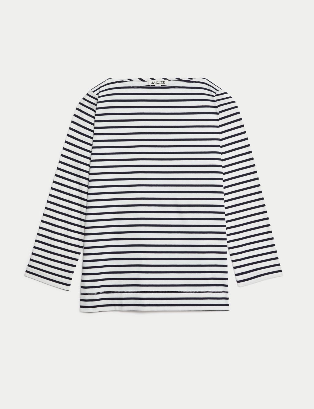 Pure Mercerised Cotton Striped Boat Neck Top 1 of 8