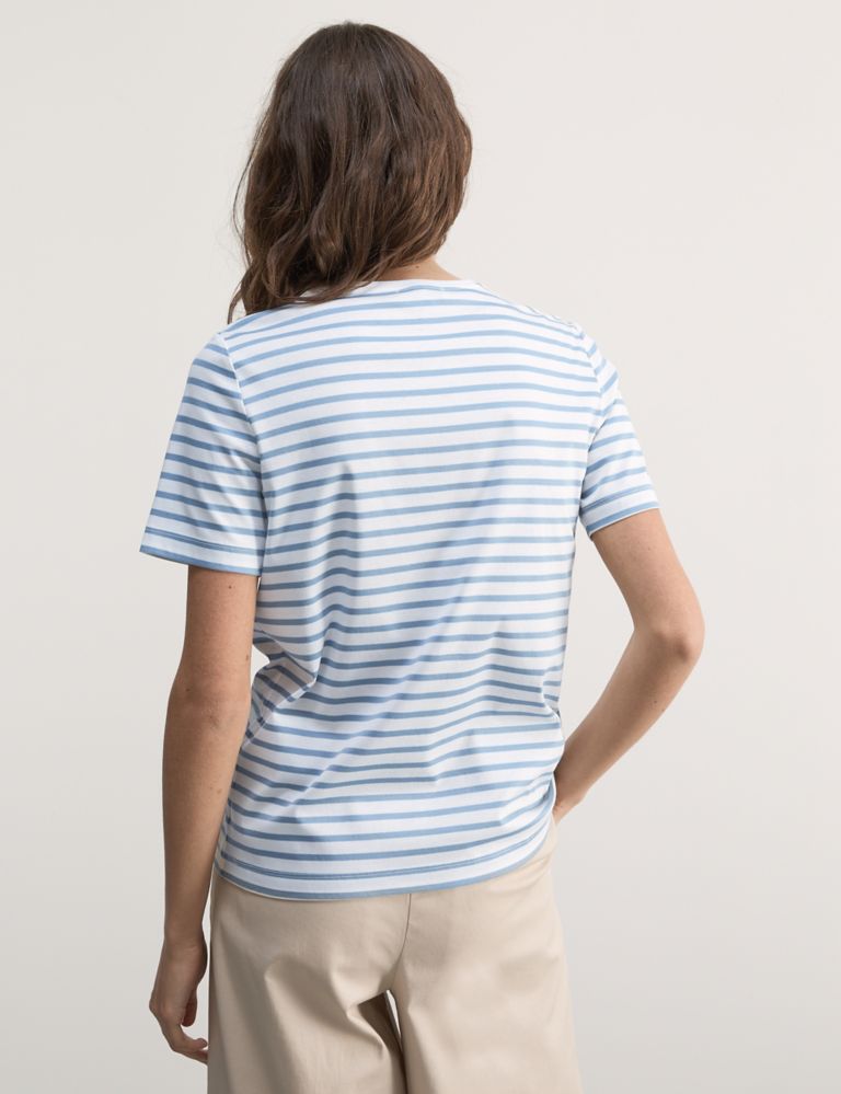 Pure Mercerised Cotton Striped T-Shirt 5 of 6