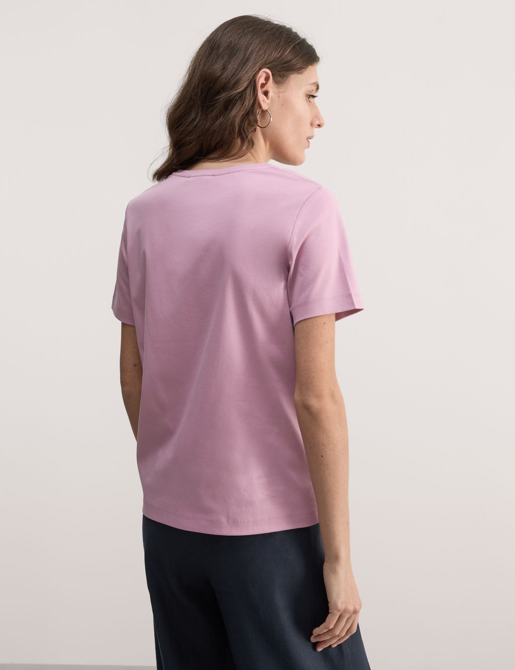 Pure Mercerised Cotton V-Neck T-Shirt 4 of 7