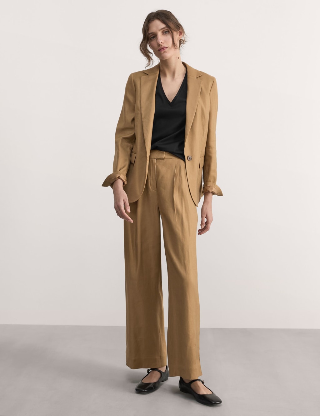 Pure Mercerised Cotton V-Neck T-Shirt | JAEGER | M&S