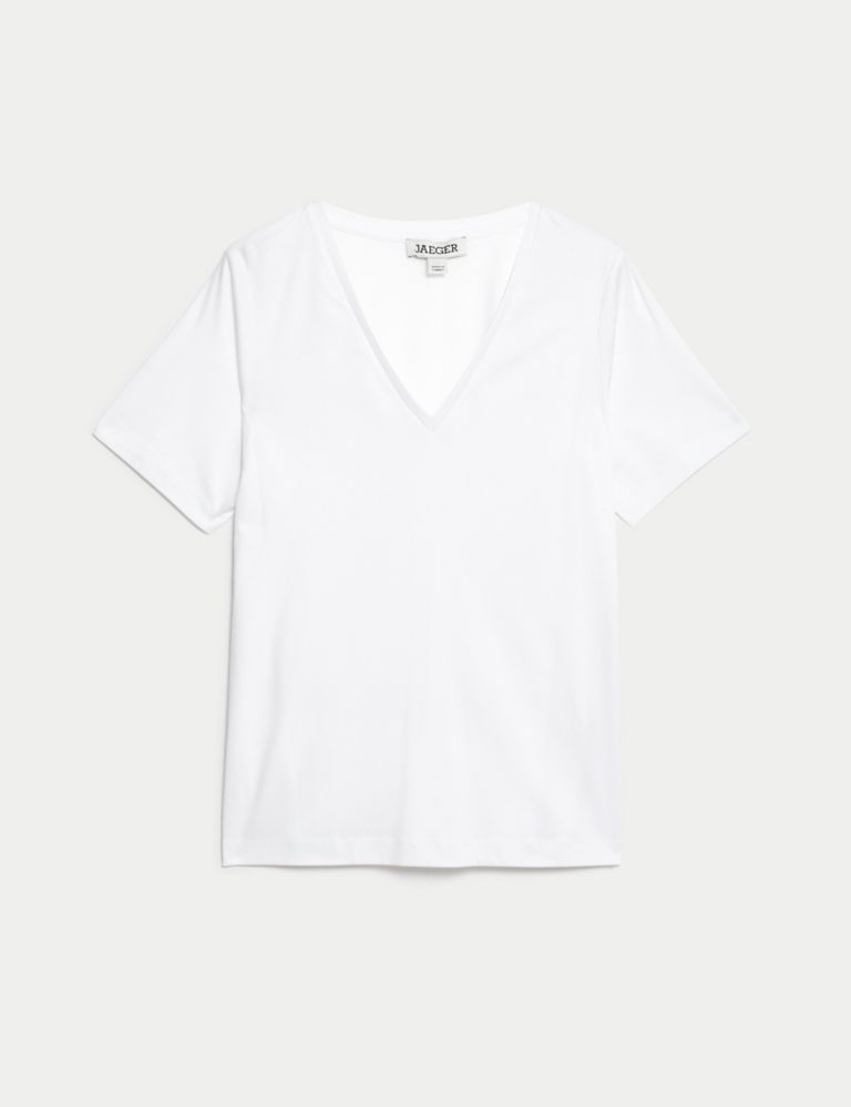 Pure Mercerised Cotton V-Neck T-Shirt 2 of 7