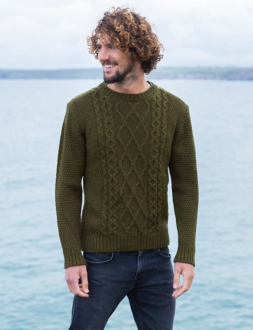 Pure Merino Wool Cable Crew Neck Jumper 3 of 3