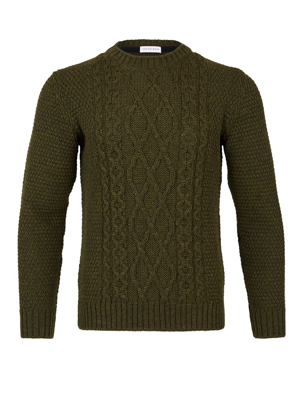 Pure Merino Wool Cable Crew Neck Jumper 1 of 3
