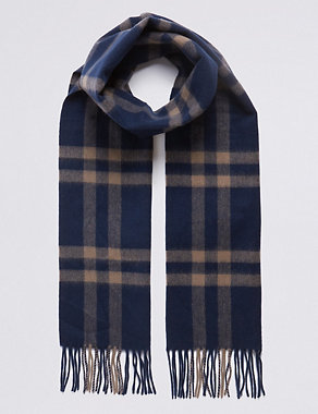 Pure Merino Wool Checked Scarf Image 2 of 4