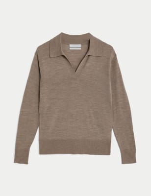 Merino wool 2025 collared sweater