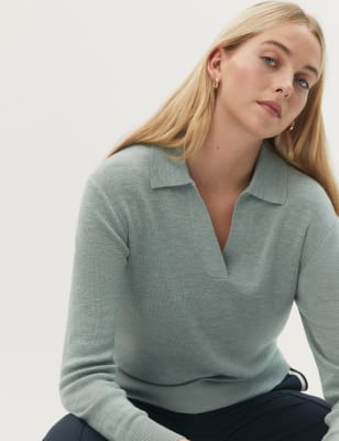 Merino wool collared clearance sweater