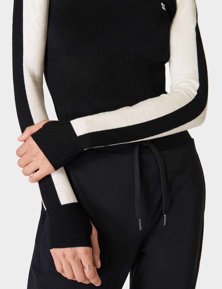 Pure Merino Wool Colour Block Crew Neck Top 5 of 5