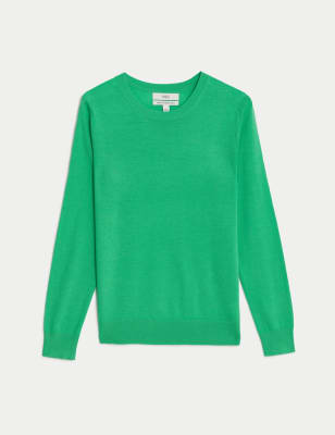 Pure Merino Wool Crew Neck Jumper Image 2 of 6