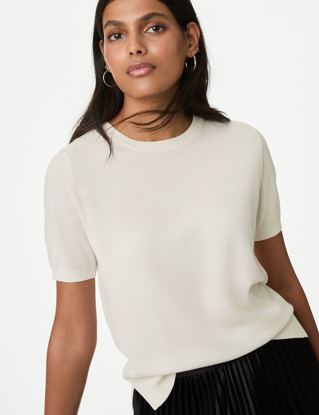 Pure Merino Wool Crew Neck Knitted Top 2 of 6