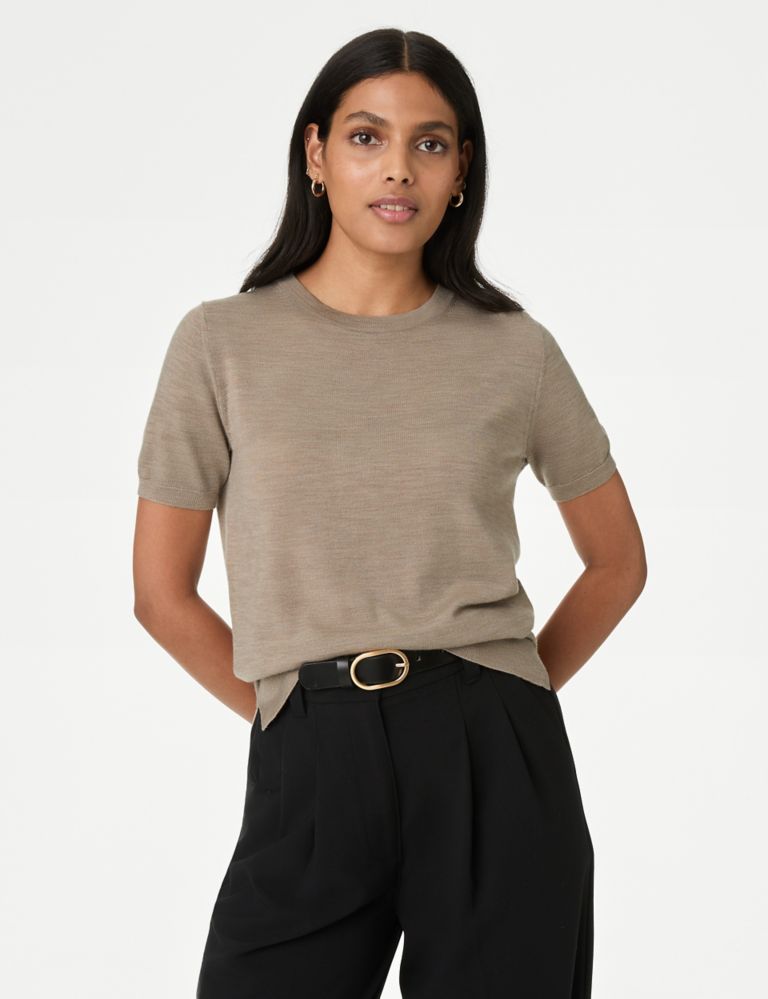 Pure Merino Wool Crew Neck Knitted Top 3 of 6
