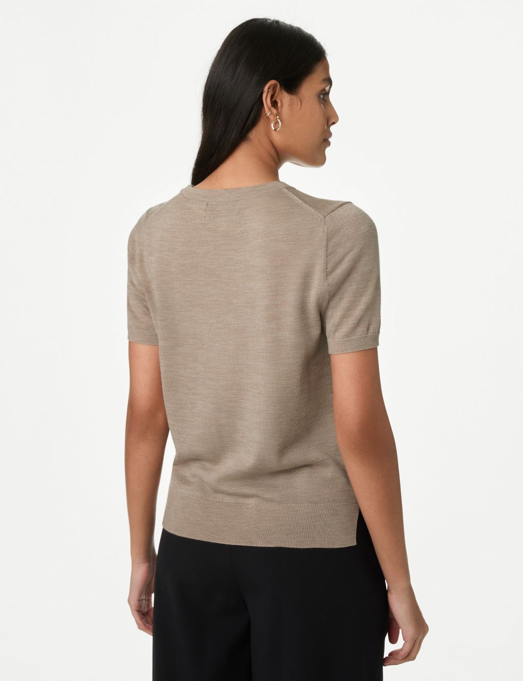 Pure Merino Wool Crew Neck Knitted Top 5 of 6