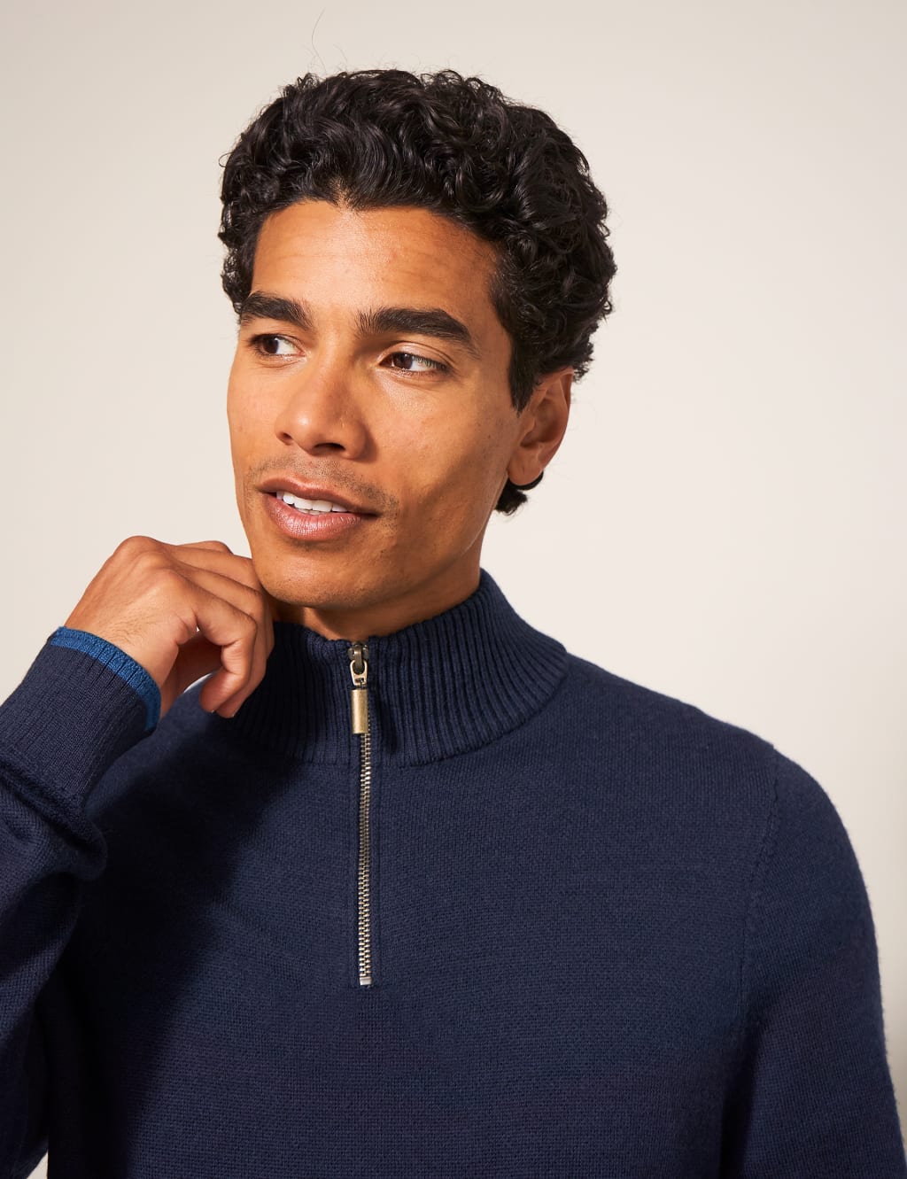 Pure Merino Wool Funnel Neck Half Zip Jumper White Stuff M S