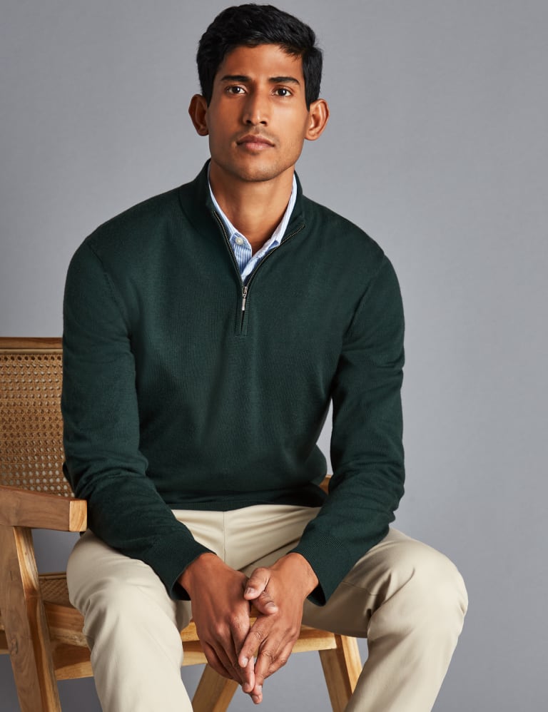 Pure Merino Wool Half Zip Jumper 3 of 5