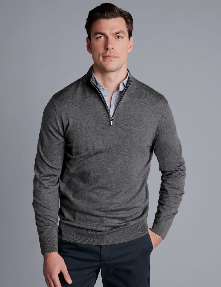 Men's wool half zip jumper cheap