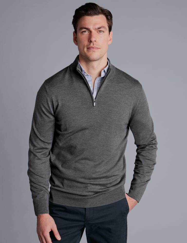 Pure Merino Wool Half Zip Jumper 1 of 4