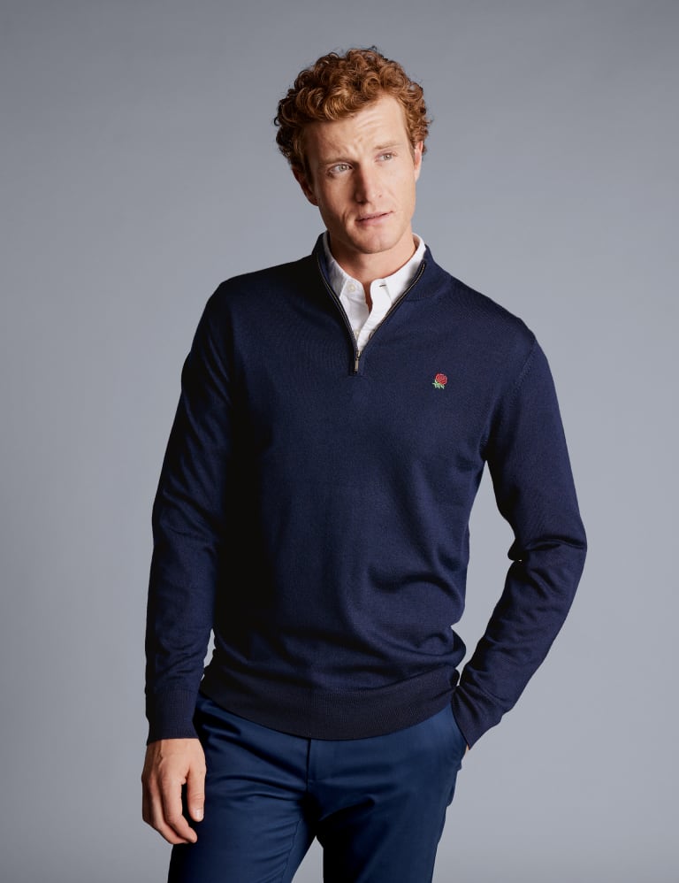 Pure Merino Wool Half Zip Jumper 1 of 5