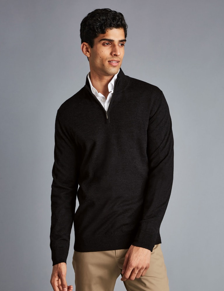 Pure Merino Wool Half Zip Jumper 1 of 6