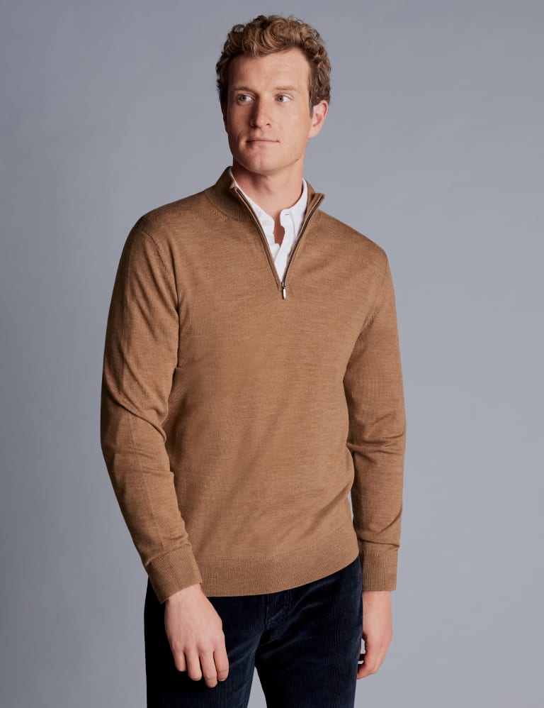 Pure Merino Wool Half Zip Jumper 1 of 4