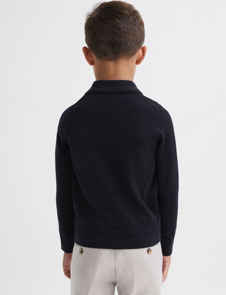 Pure Merino Wool Knitted Polo Shirt (3-14 Yrs) 4 of 5