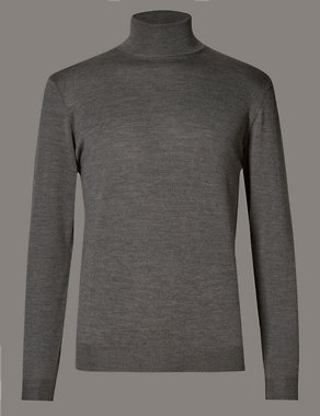 Pure Merino Wool Polo Neck Slim Fit Jumper Image 2 of 3