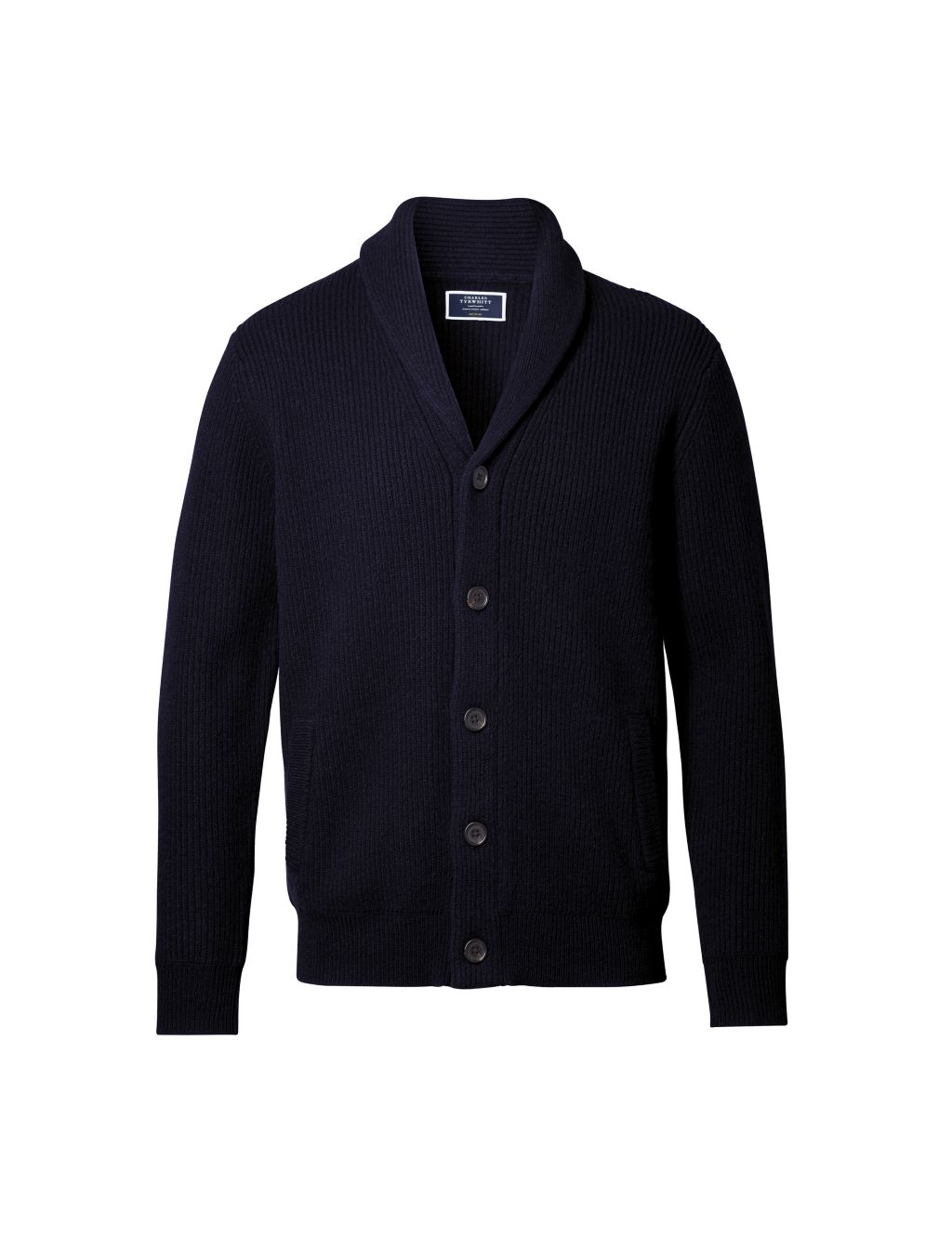 Buy Pure Merino Wool Rib Shawl Collar Cardigan | Charles Tyrwhitt | M&S