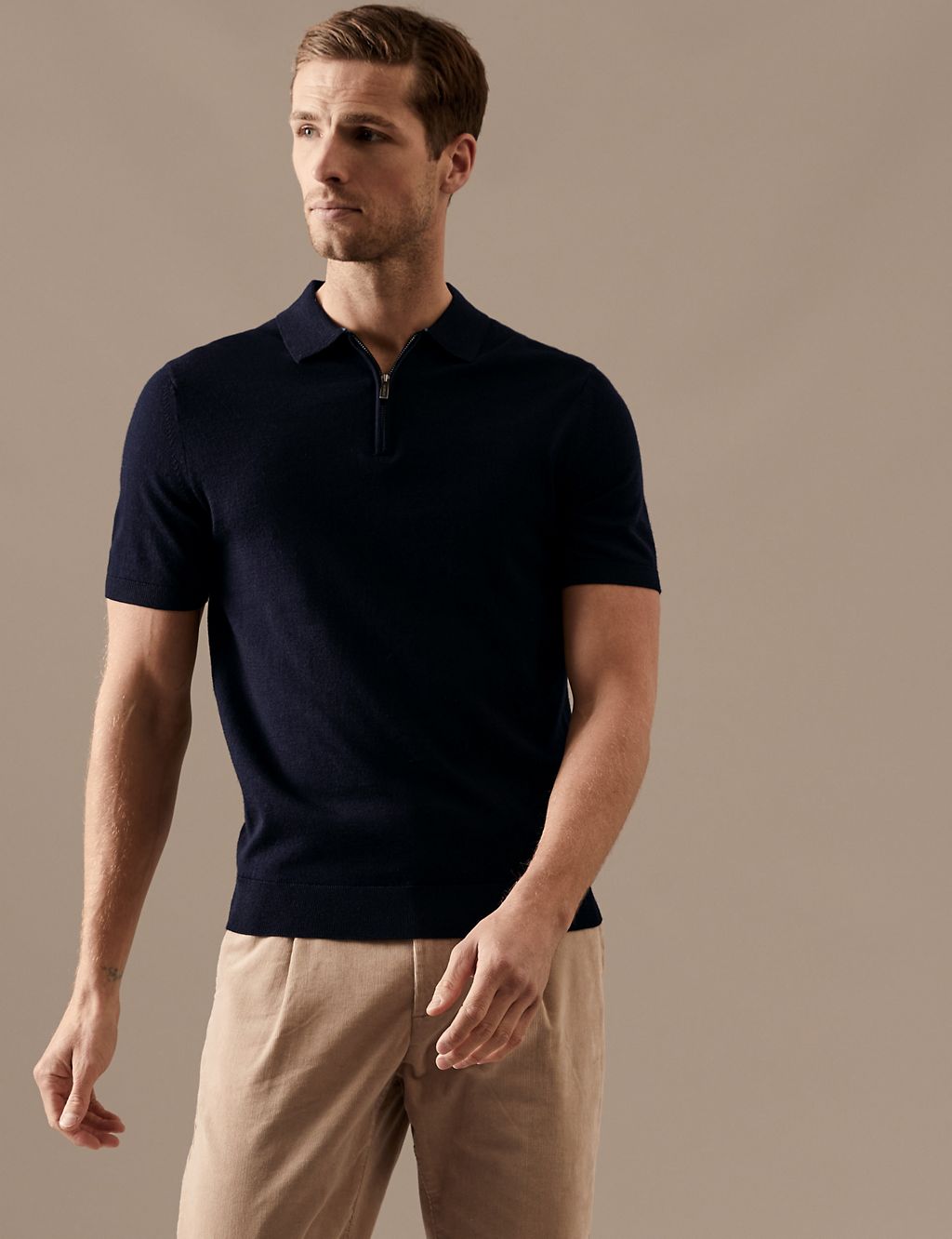 Pure Merino Wool Short Sleeve Polo Shirt 1 of 5