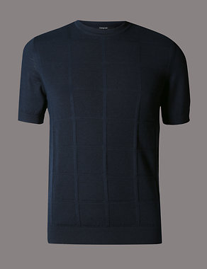 Pure Merino Wool Square Patterned Jumper Image 2 of 3