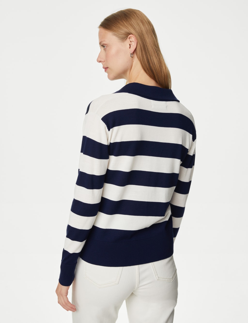 Pure Merino Wool Striped Collared Jumper M&S Collection M&S