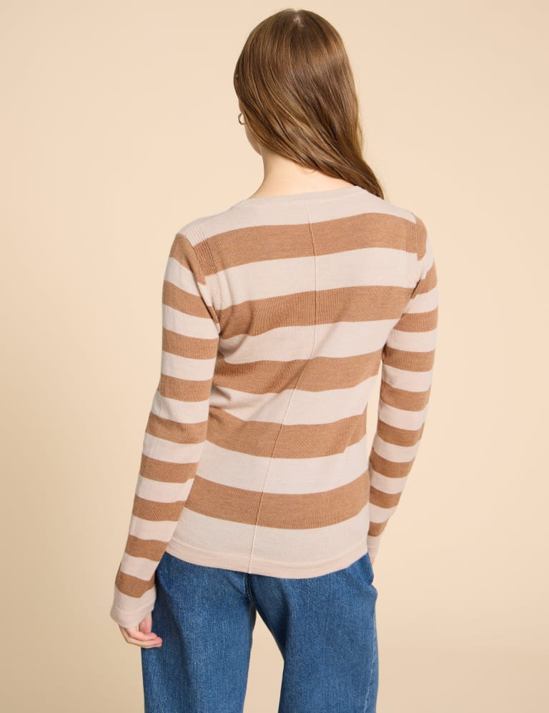 Pure Merino Wool Striped Crew Neck Jumper