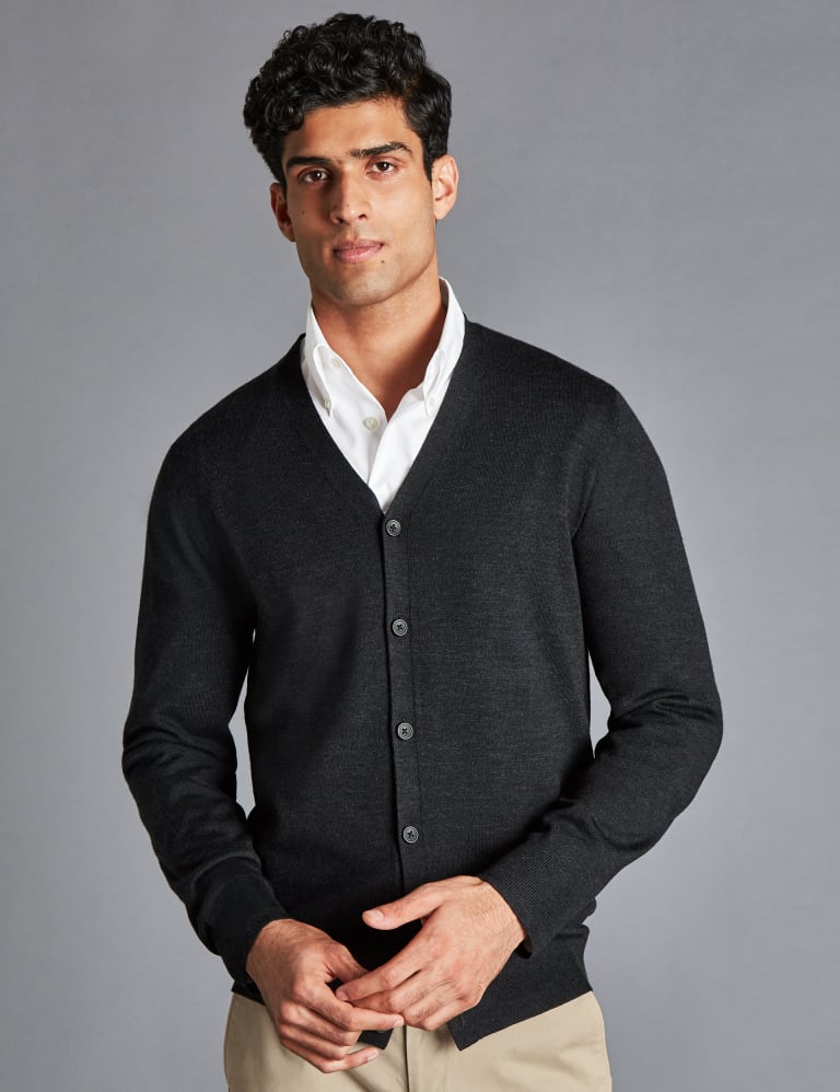 Mens cardigan 2025 merino wool