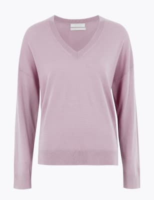 Pure Merino Wool V-Neck Relaxed Jumper