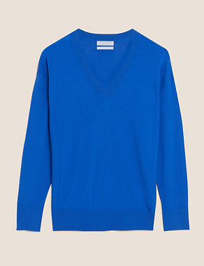 Pure Merino Wool V-Neck Relaxed Jumper Image 2 of 6