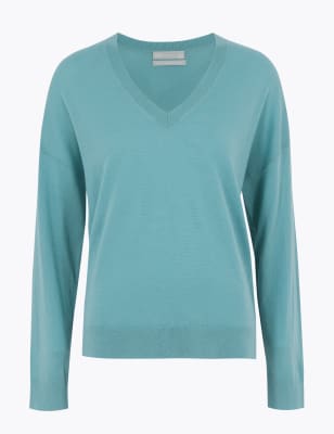 Pure Merino Wool V-Neck Relaxed Jumper