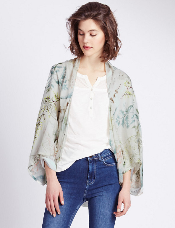Pure Modal Botanical Print Cocoon Wrap Image 1 of 2